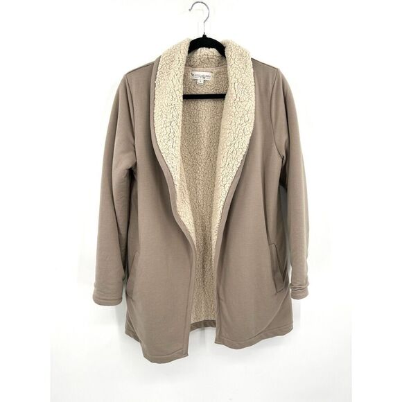 Koolaburra Sweaters - KOOLABURRA By UGG Brown Cream Sherpa Super Soft Open Cardigan Sweater Size Small